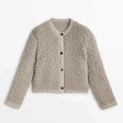 Women's Casual Button Front Teddy Fleece Jacket with Soft Texture