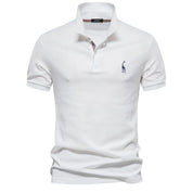 Men's Short-Sleeve Polo Shirt with Chest Logo and Button Placket