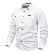 Men's Long-Sleeve Button-Front Shirt with Classic Collar Style