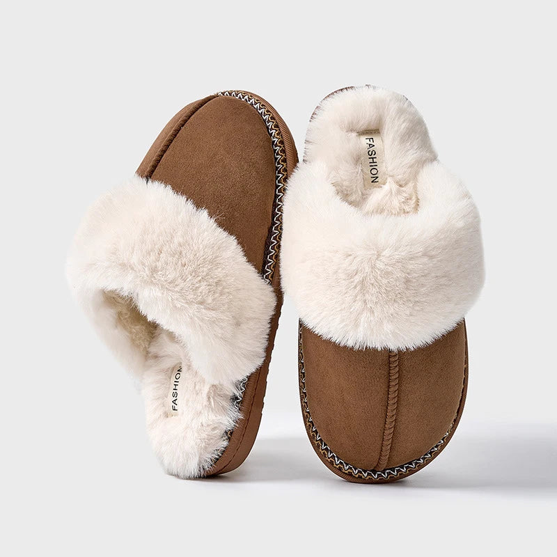 Women's Plush Winter Slippers with Soft Fur Lining and Warm Comfort
