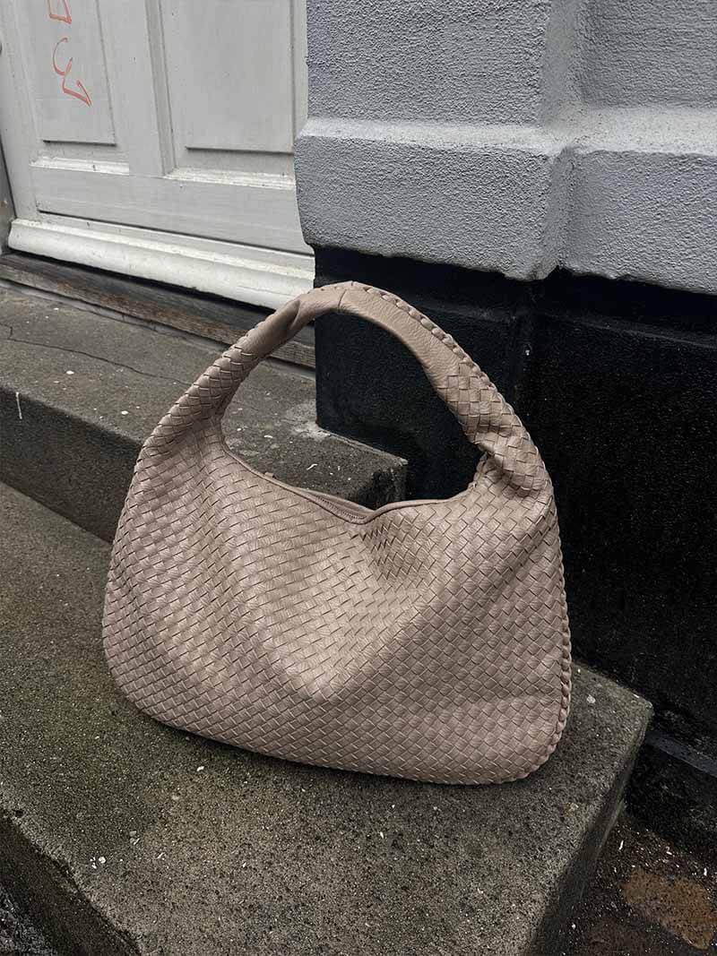 Women's Large Woven Shoulder Bag with Soft Slouchy Design