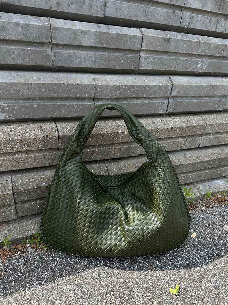Women's Large Woven Shoulder Bag with Soft Slouchy Design