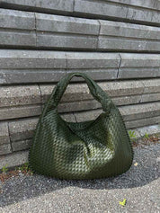 Women's Large Woven Shoulder Bag with Soft Slouchy Design