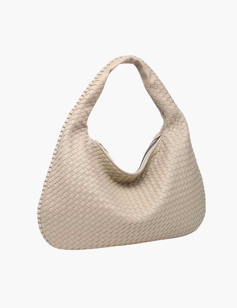 Women's Large Woven Shoulder Bag with Soft Slouchy Design