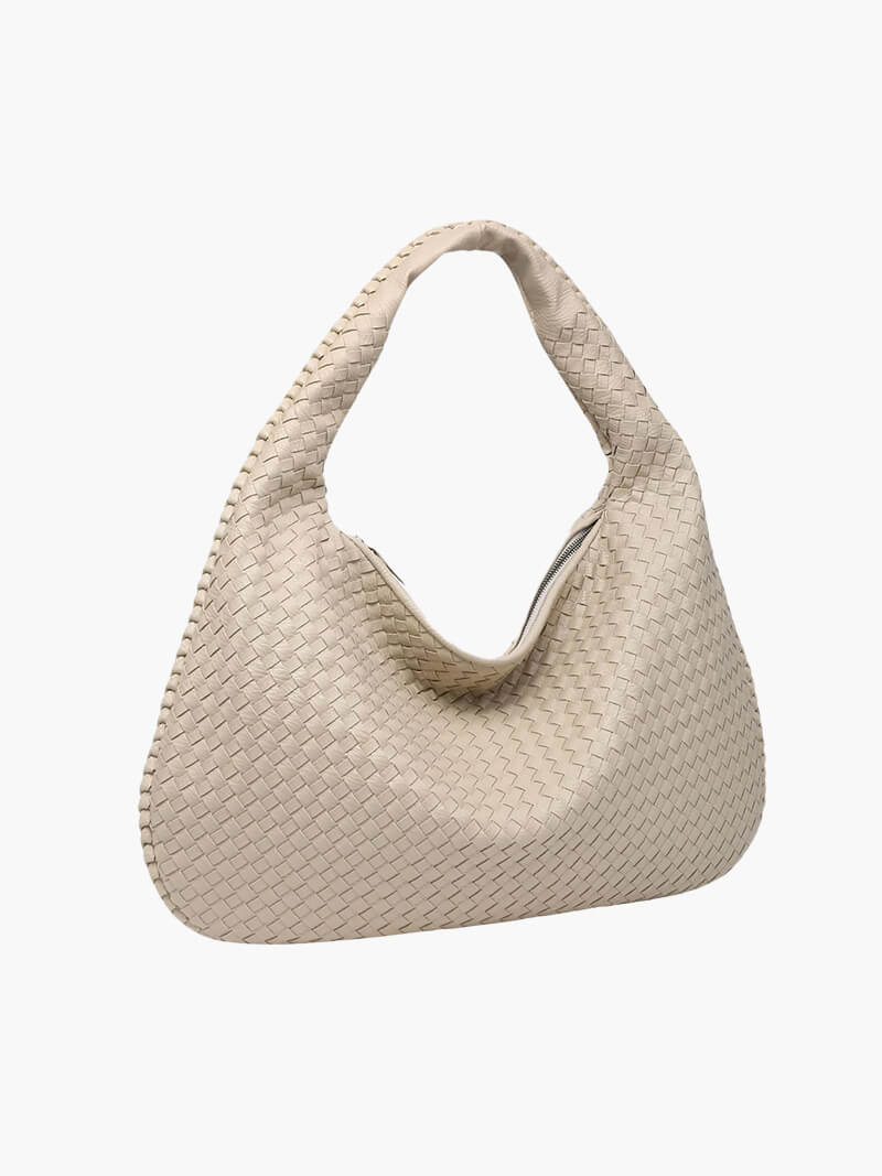 Women's Large Woven Shoulder Bag with Soft Slouchy Design
