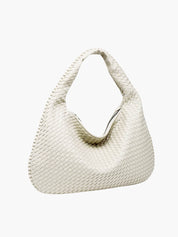 Women's Large Woven Shoulder Bag with Soft Slouchy Design