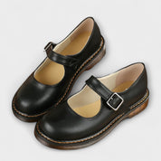 Women’s Mary Jane Shoes With Buckle Strap And Flat Sole