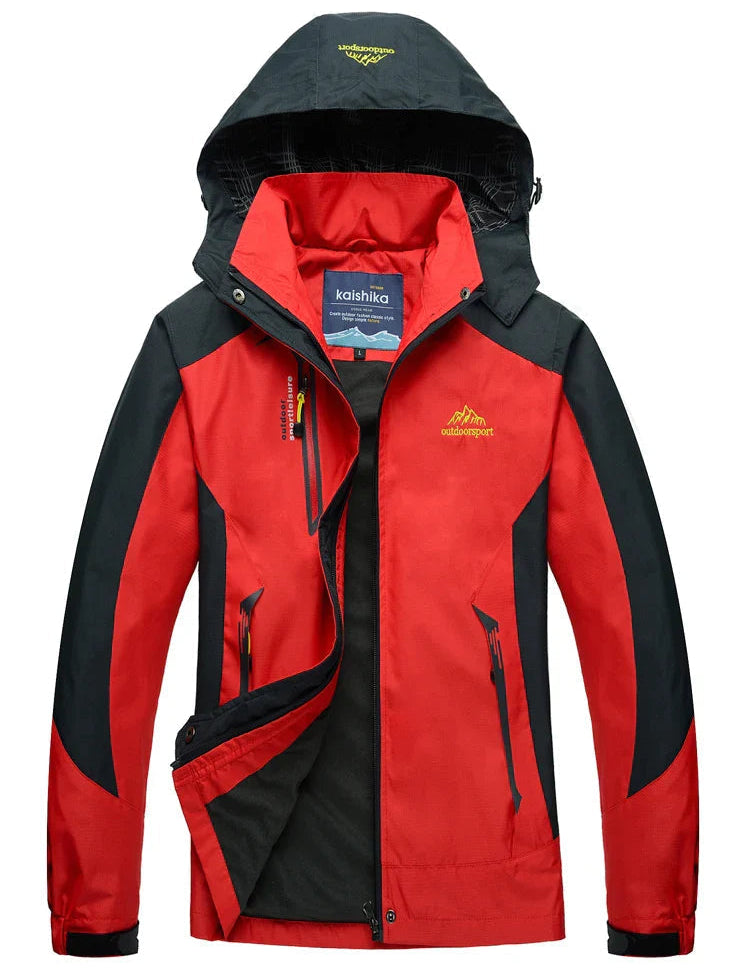 Women's Waterproof Windbreaker Jacket with Sporty Hooded Design