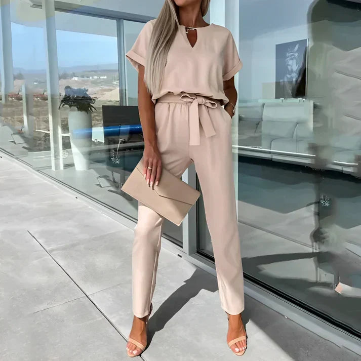 Women’s 2-Piece Set With Short-Sleeve Top And Straight-Leg Pants