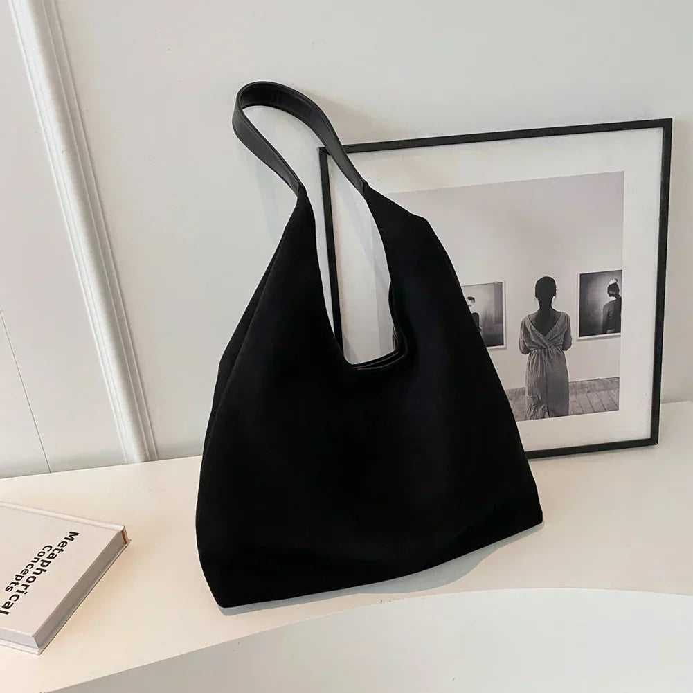 Women's Minimalist Shoulder Bag with Soft Texture and Wide Strap