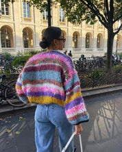 Women's Colorful Chunky Knit Cardigan with Open Front Design