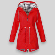 Women's Waterproof Rain Jacket with Drawcord Waist and Hooded Zip