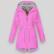 Women's Waterproof Rain Jacket with Drawcord Waist and Hooded Zip