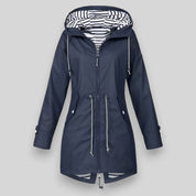 Women's Waterproof Rain Jacket with Drawcord Waist and Hooded Zip