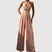 Women’s Spaghetti Strap Wide-Leg Jumpsuit With Wrapped Bodice