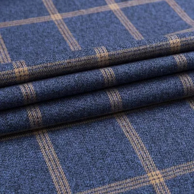 Men's Long Sleeve Checkered Shirt with Button Down Collar