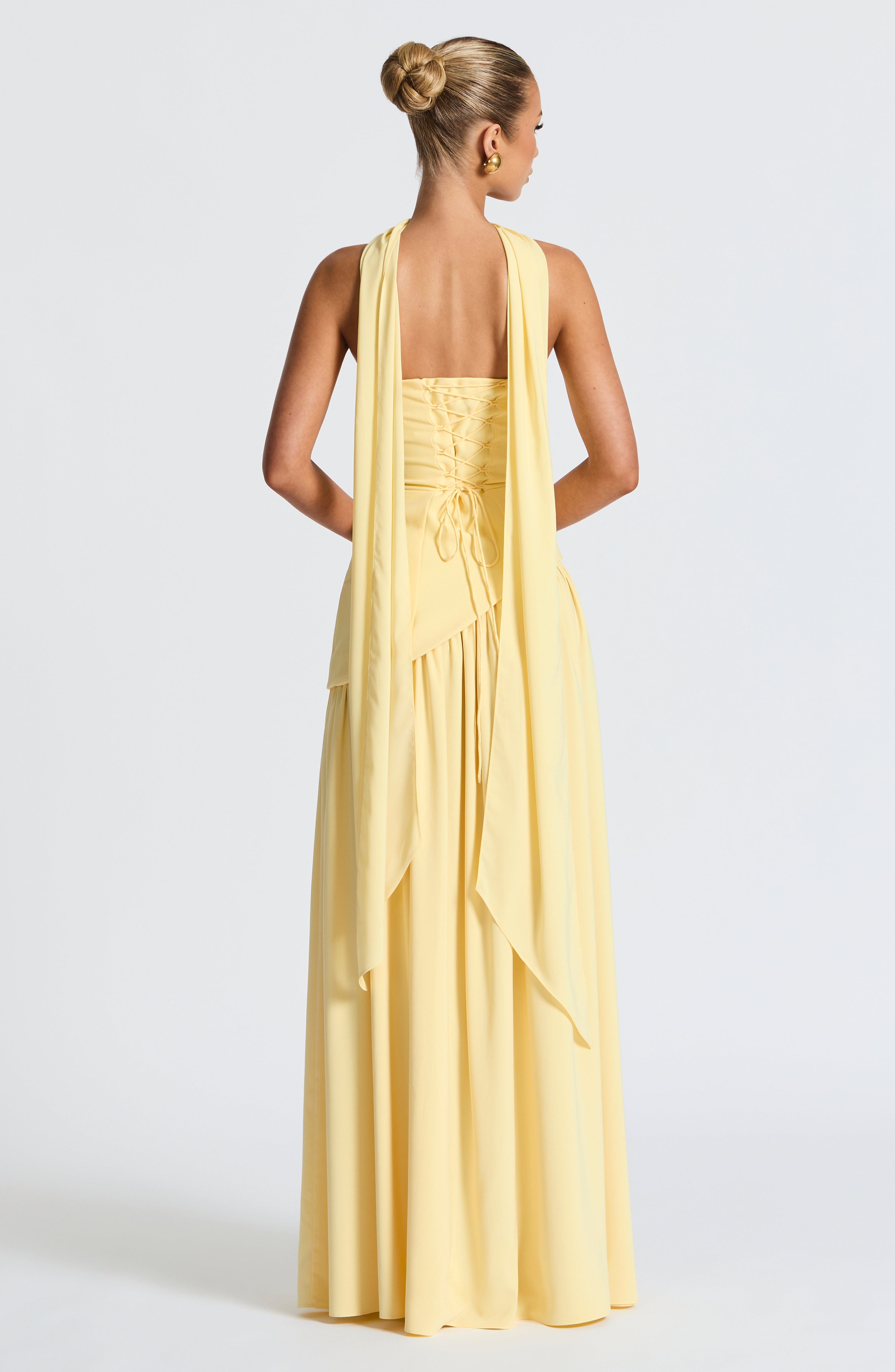 Women's Strapless Maxi Dress with High Slit and Asymmetric Waist