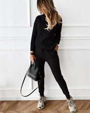 Women's Ribbed Knit 2-Piece Tracksuit with Joggers and Pullover