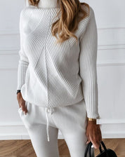 Women's Ribbed Knit 2-Piece Tracksuit with Joggers and Pullover